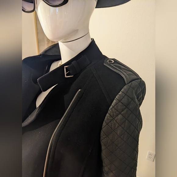 Andrew Marc Black Virgin Wool Cashmere Blend Leather Effect 10 - Picture 11 of 13